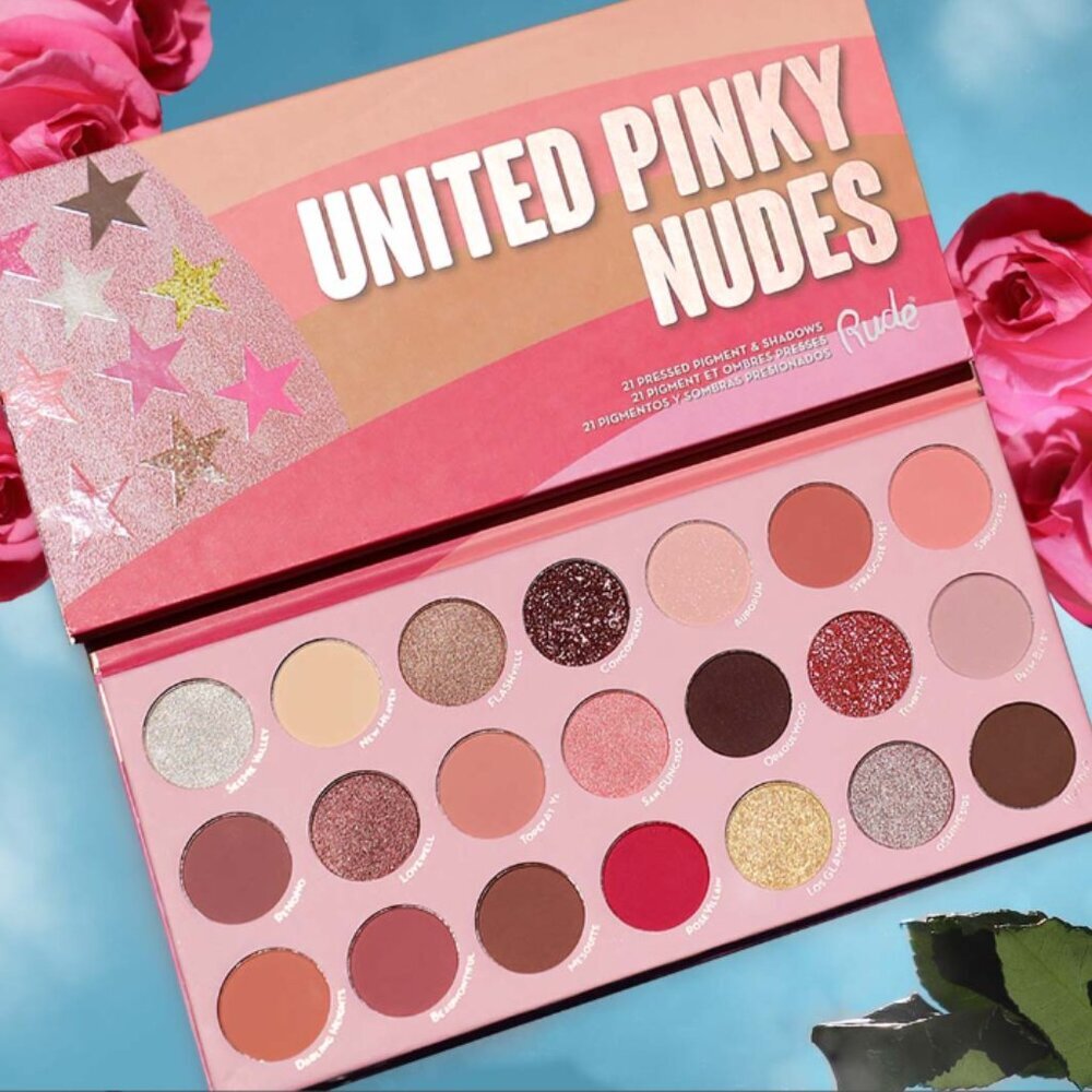 Rude Cosmetics United Pinky Nudes 21 Pressed Pigments, Glitter, and Eyeshadow